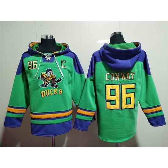 Men's Anaheim Ducks #96 Charlie Conway Green Must-Have Lace-Up Pullover Hoodie